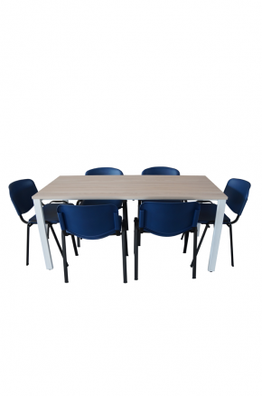 Tavolo riunione + kit 6 sedute attesa in polipropilene