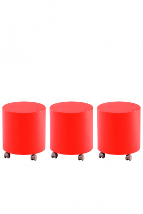 Tris POUF tondo con ruote 40x46